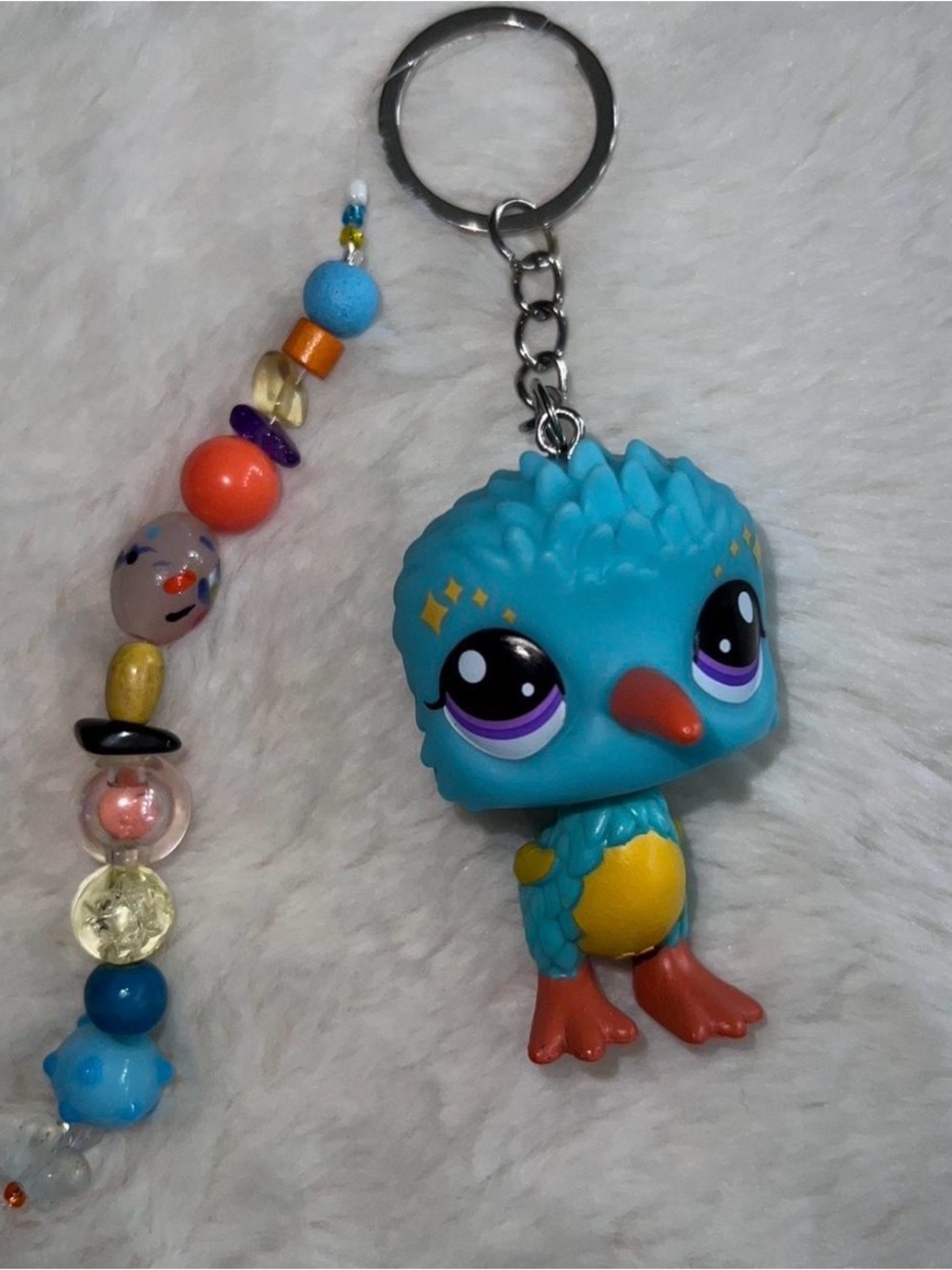 Blue & Yellow Cute Bird Keychain Charm by